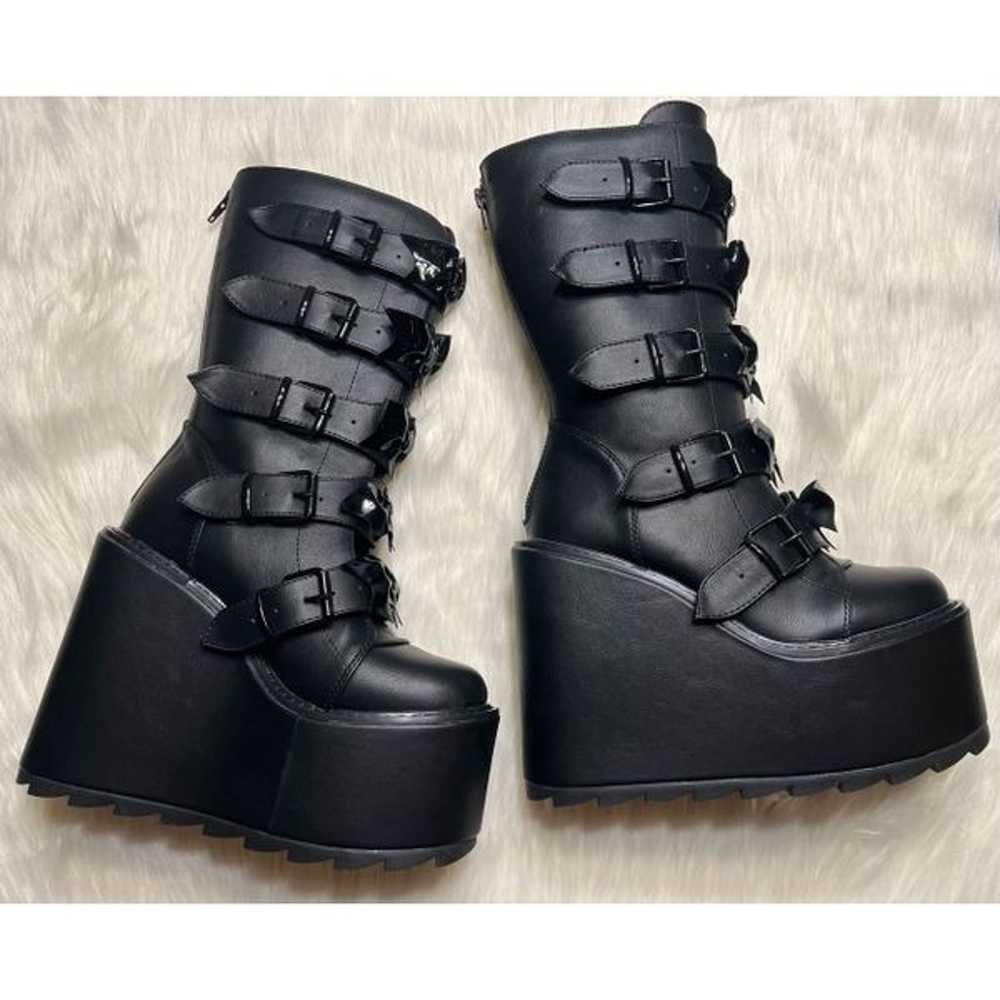 YRU Black Bat Bow Dune Platform Boots (Size 8) - image 8