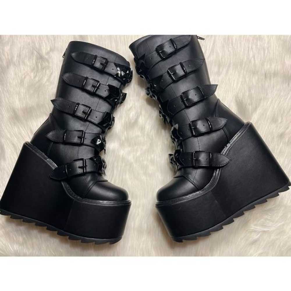 YRU Black Bat Bow Dune Platform Boots (Size 8) - image 9