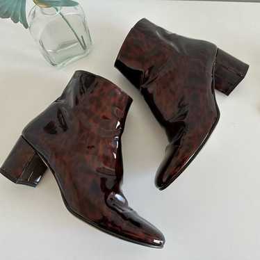 J.Crew Brown Patent Leather Brown chunky heel Boot