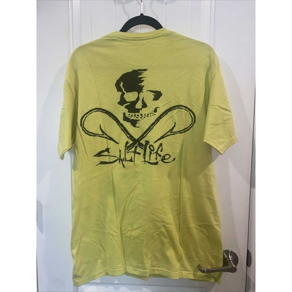 Salt Life Skeleton Yellow Short Sleeve Shirt Mens… - image 4