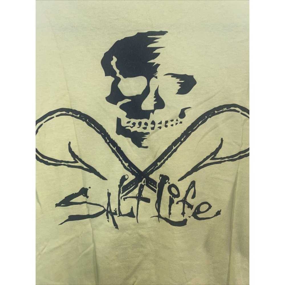 Salt Life Skeleton Yellow Short Sleeve Shirt Mens… - image 5