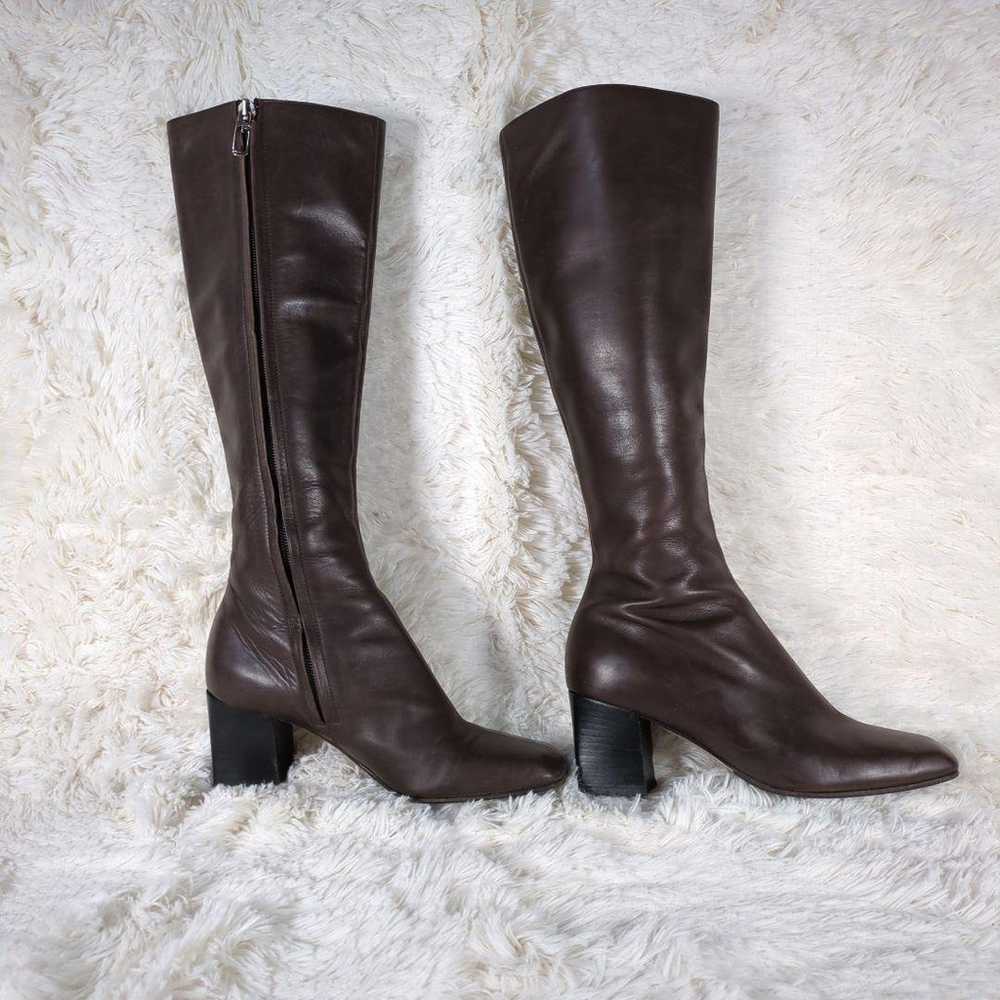 【GUCCI】Leather Square Toe Long Boots 21.5cm - image 3