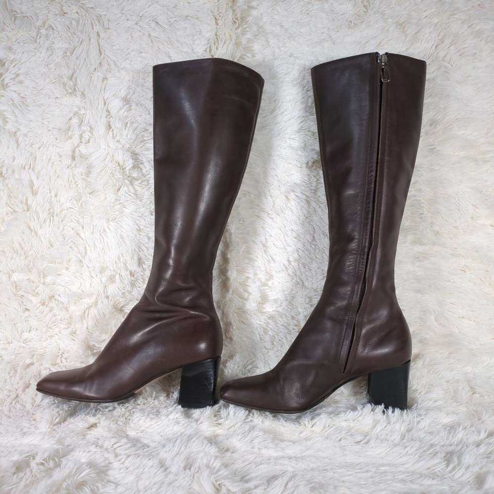 【GUCCI】Leather Square Toe Long Boots 21.5cm - image 4