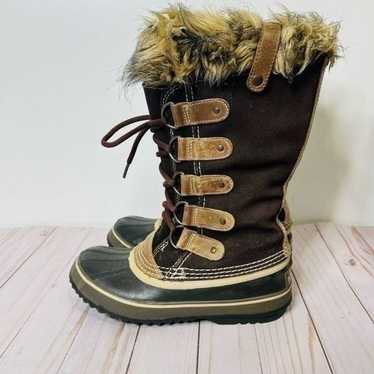 Sorel Joan of Arctic Brown Suede Fur Lined Winter 