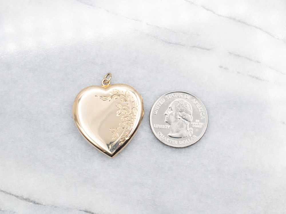 Floral Etched Heart Shaped Locket - image 4