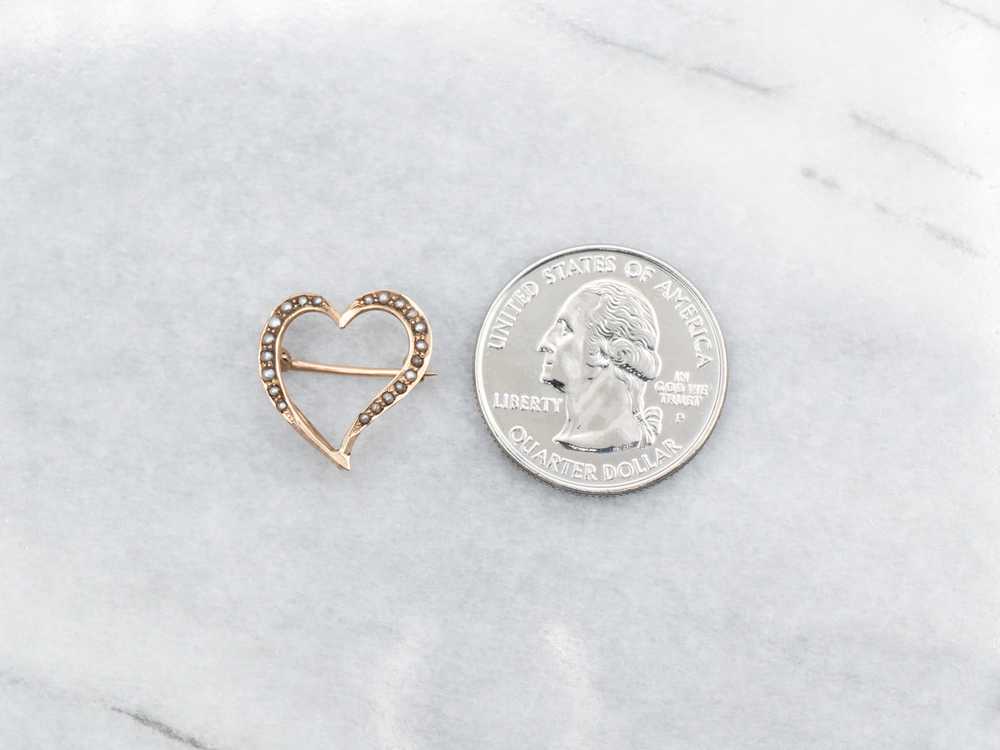 Vintage Seed Pearl Heart Shaped Brooch - image 4