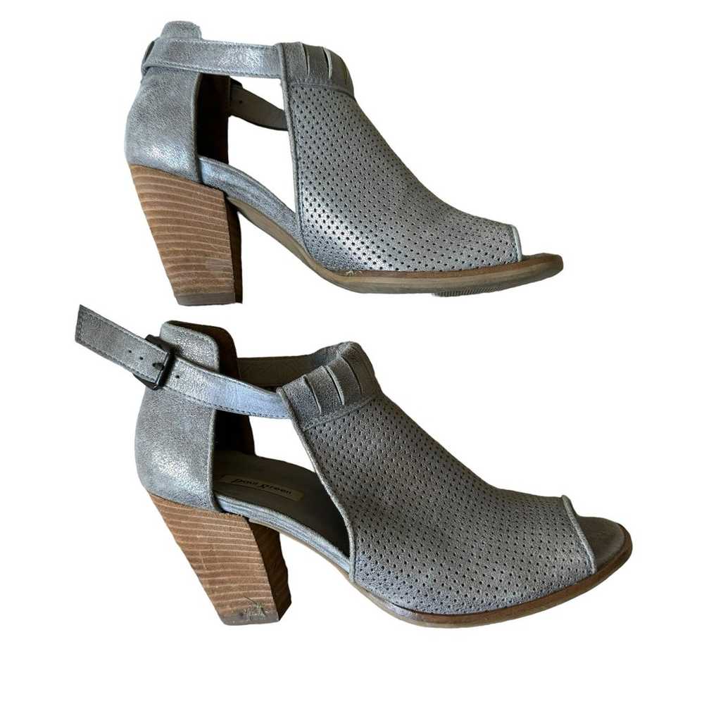 PAUL GREEN Leather Peep Toe Booties Pewter Gray S… - image 4