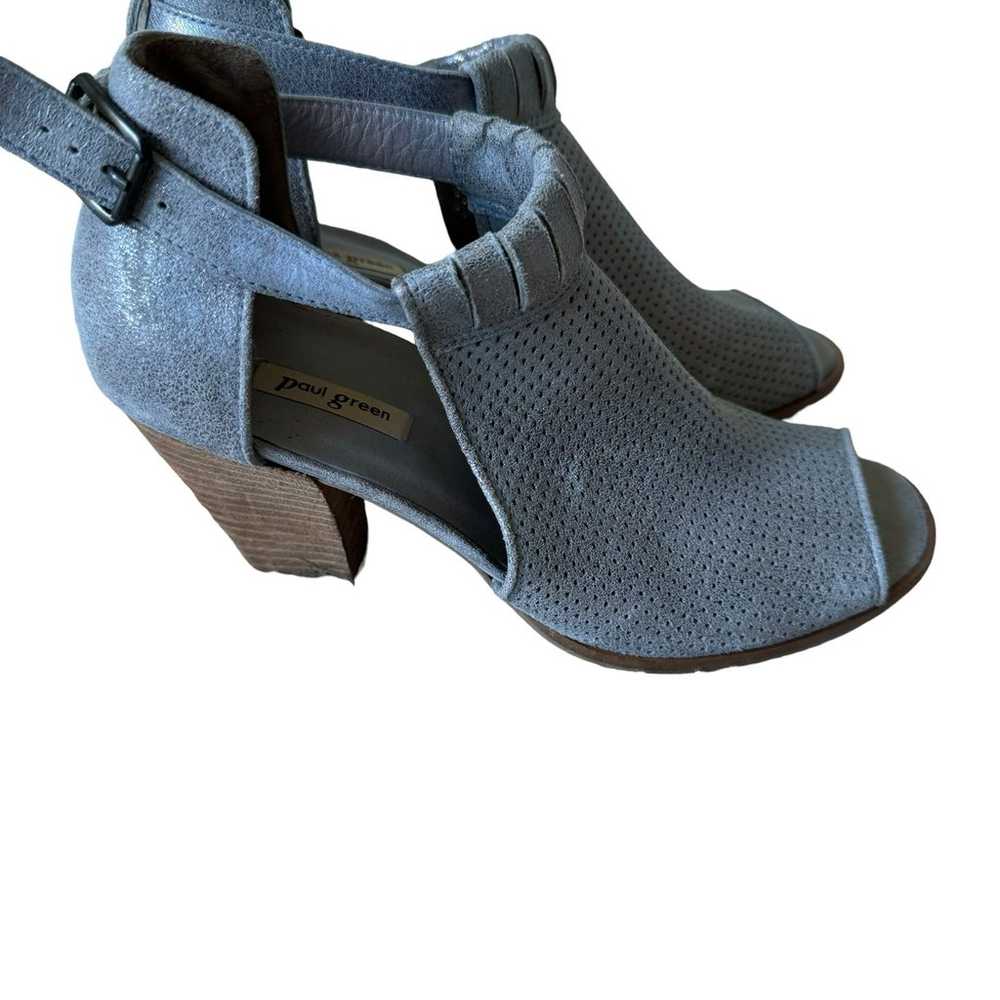 PAUL GREEN Leather Peep Toe Booties Pewter Gray S… - image 5