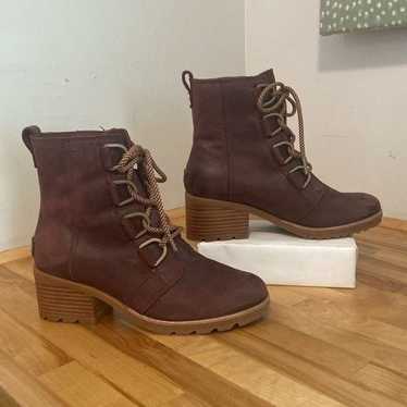 Sorel Redwood Brown Cate Lace Up Waterproof Heeled