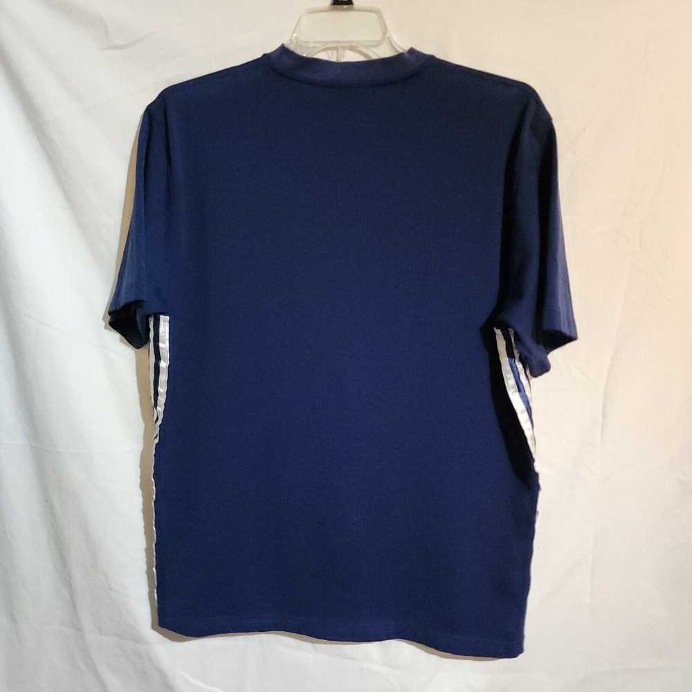 Vintage Adidas Tshirt Medium Navy With White Stri… - image 2