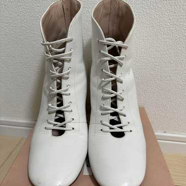 miumiu Lace-up Short Boots Size 36 White - image 1