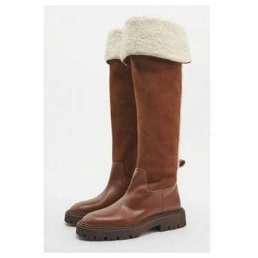 ZARA Over The Knee Boots with Fleece Trim - image 1