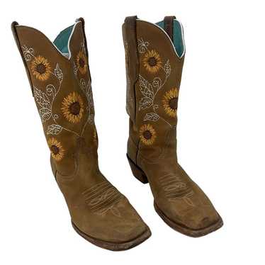 Luma Boots Women's Western Sunflower Themed Brown 