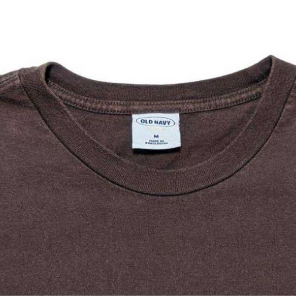 00s Vintage OLD NAVY Plain Pocket T-shirt M Brown - image 3