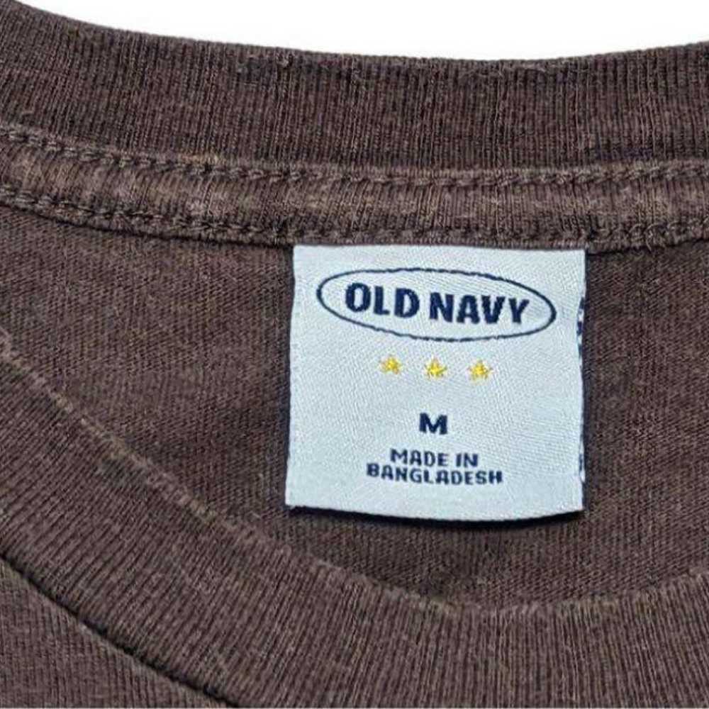 00s Vintage OLD NAVY Plain Pocket T-shirt M Brown - image 6