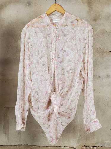 Dries Van Noten Sheer floral silk button up shirt