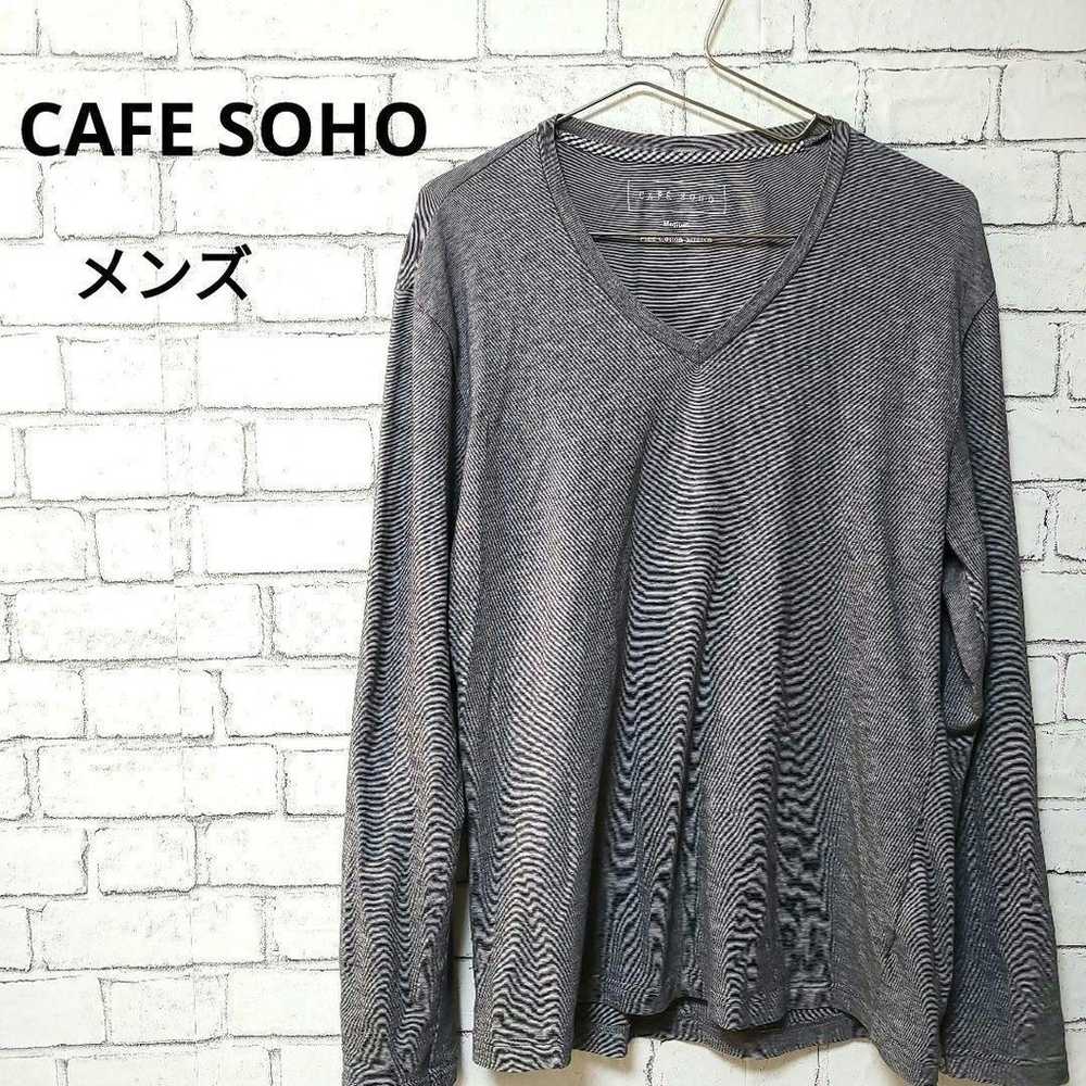 CAFE SOHO Men's Long T-shirt V-Neck Grey Size M S… - image 1