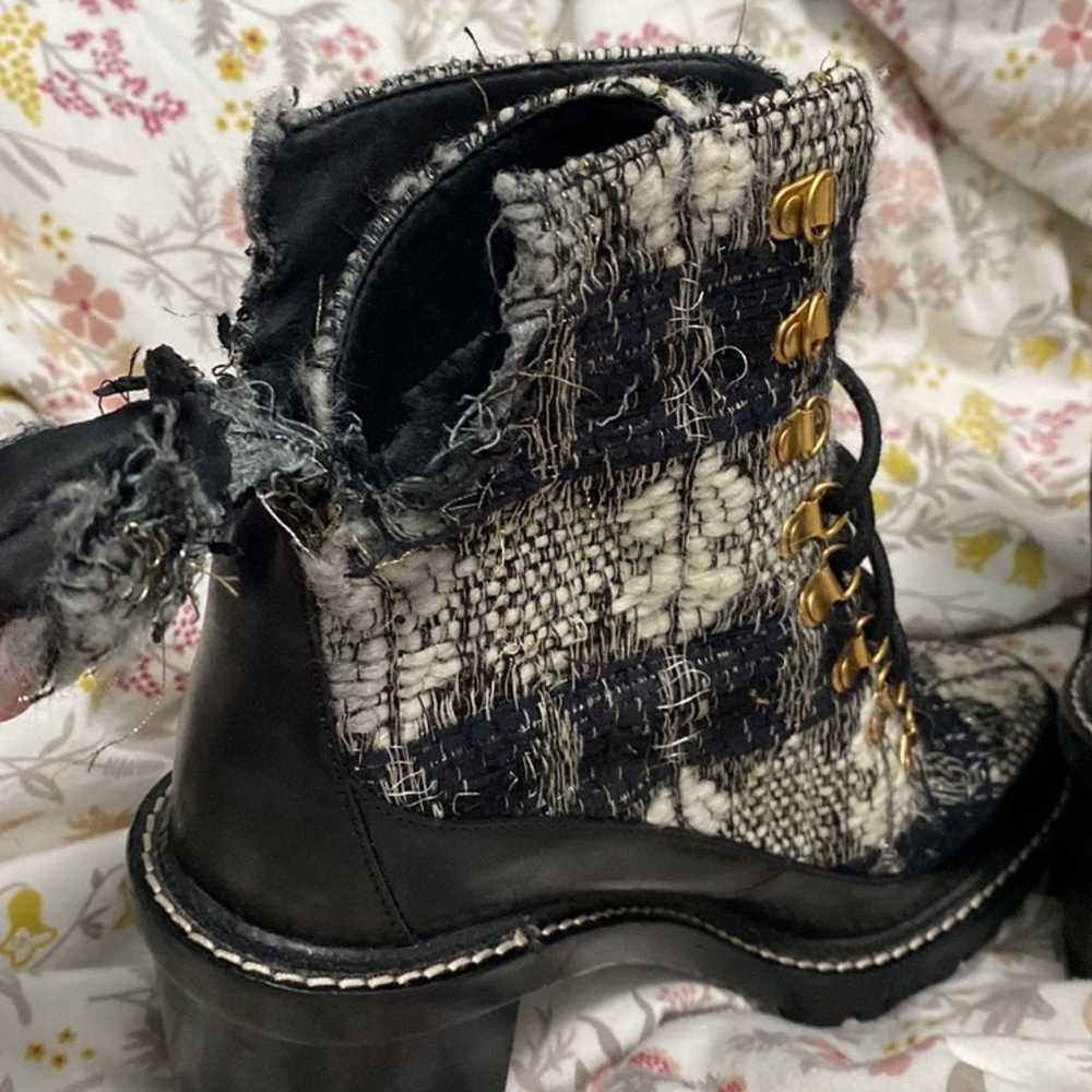 Tory Burch Miller Wool Tweed Lug Sole Boots Size 8 - image 10