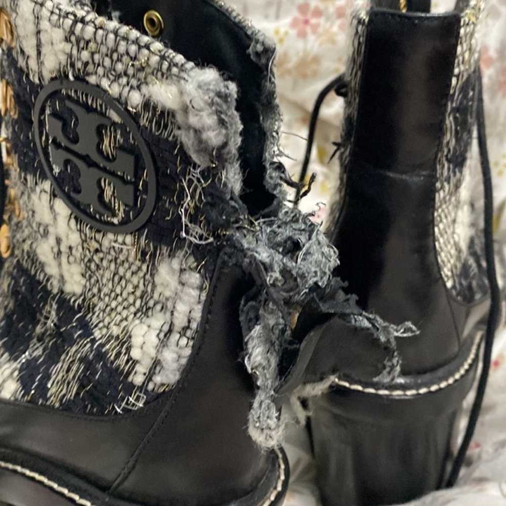 Tory Burch Miller Wool Tweed Lug Sole Boots Size 8 - image 12