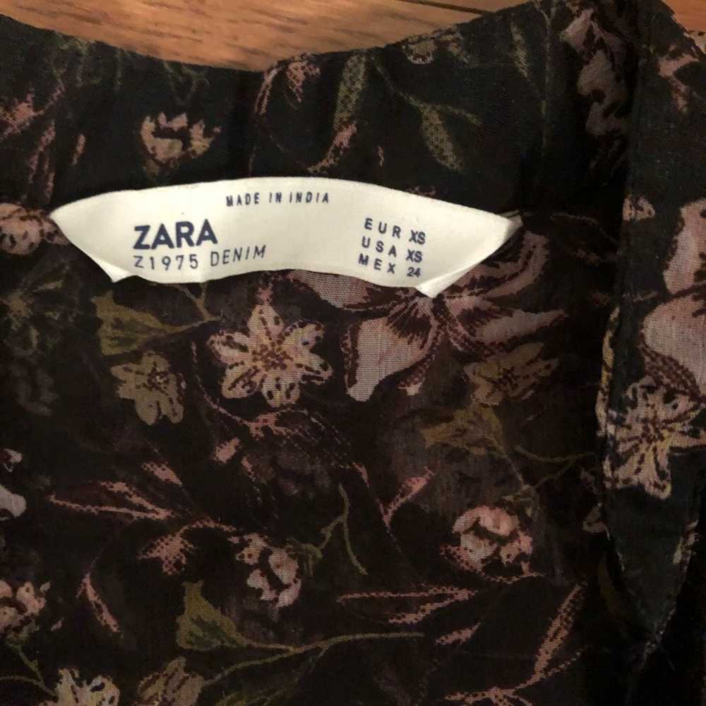 Zara Zara Black & Pink Sheer Floral Blouse - image 2