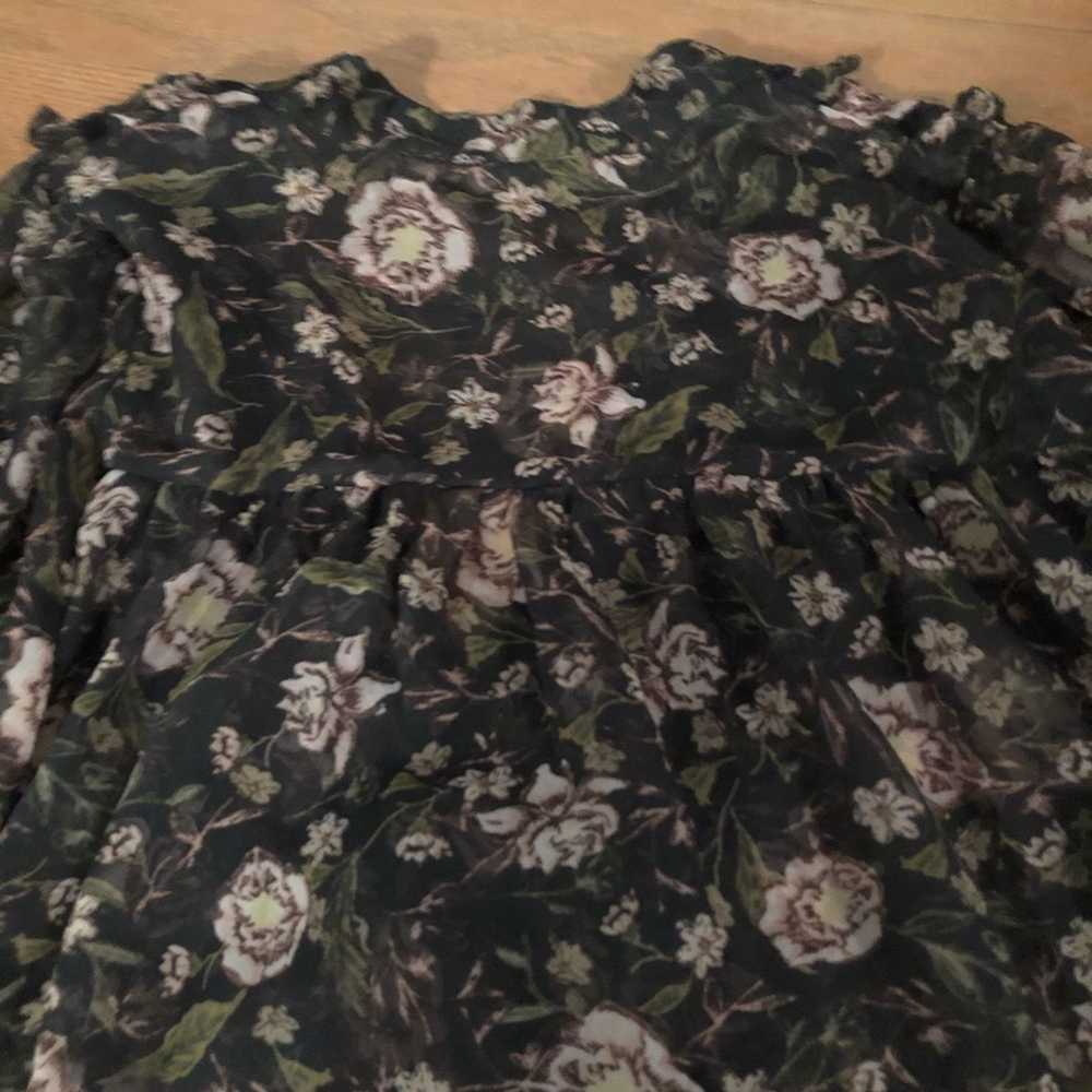 Zara Zara Black & Pink Sheer Floral Blouse - image 3