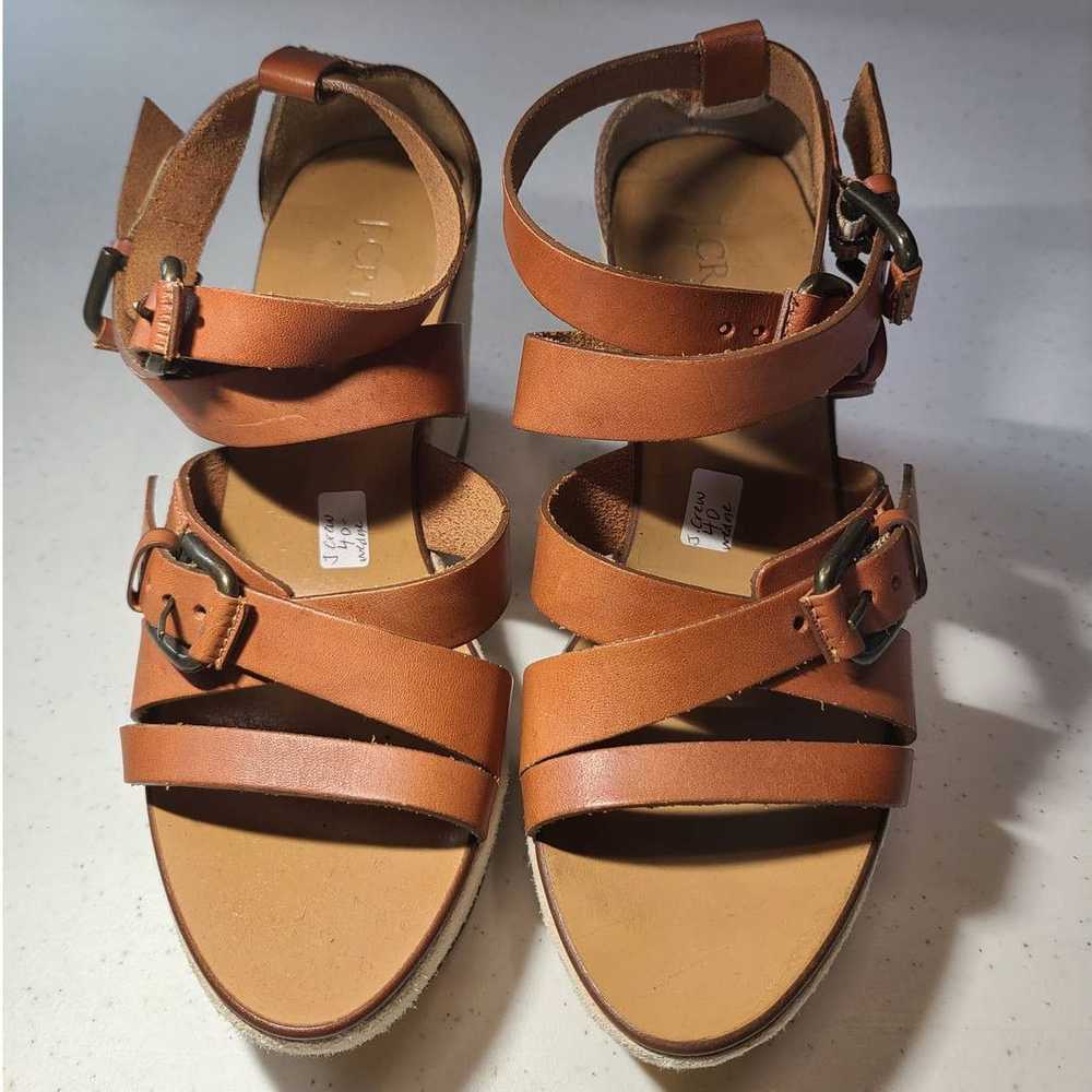 J.Crew Leather Strappy Platform Wedges Heeled San… - image 2