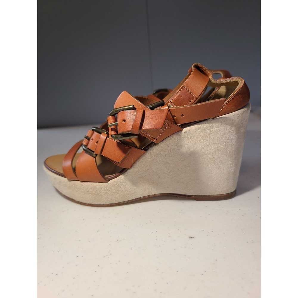 J.Crew Leather Strappy Platform Wedges Heeled San… - image 3