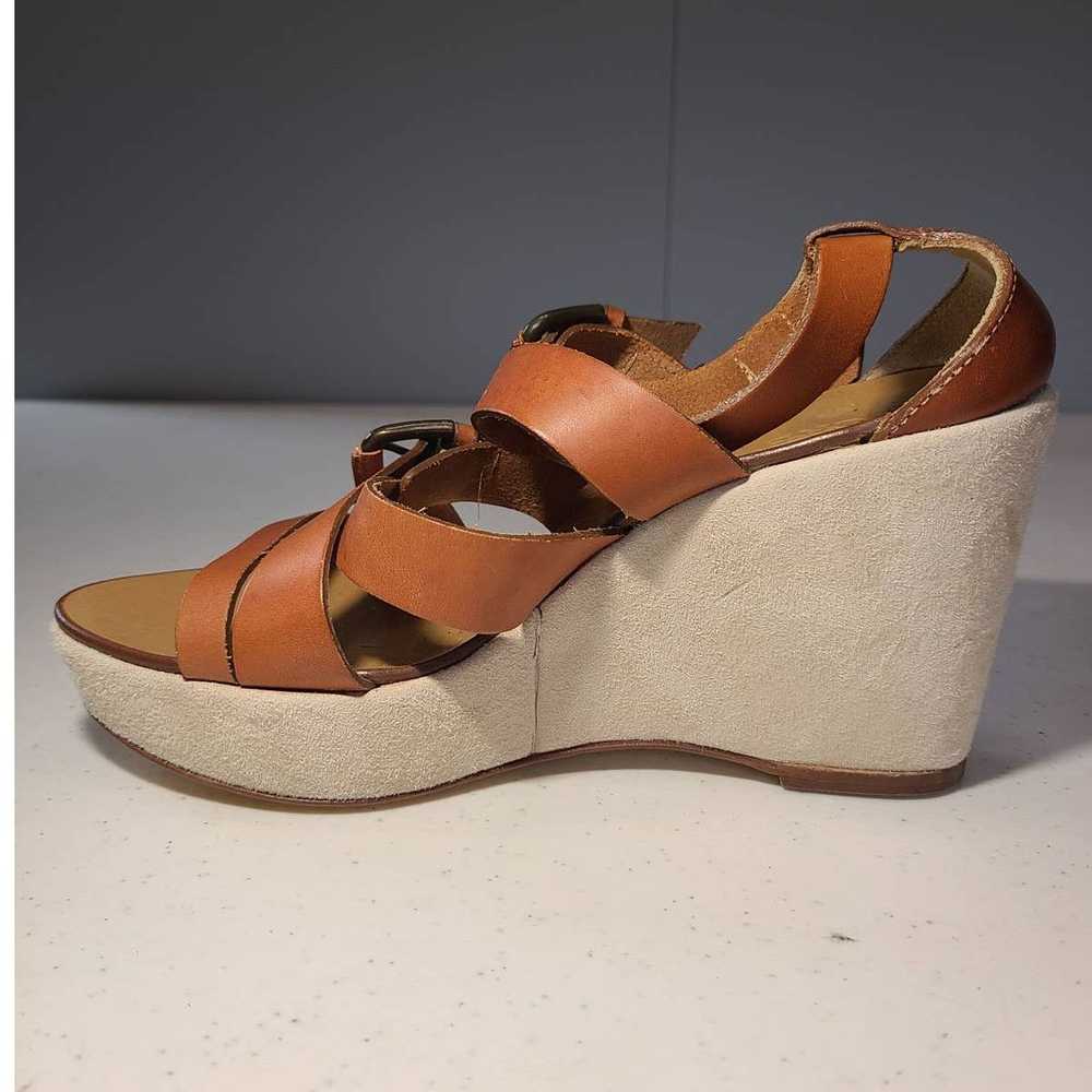 J.Crew Leather Strappy Platform Wedges Heeled San… - image 5