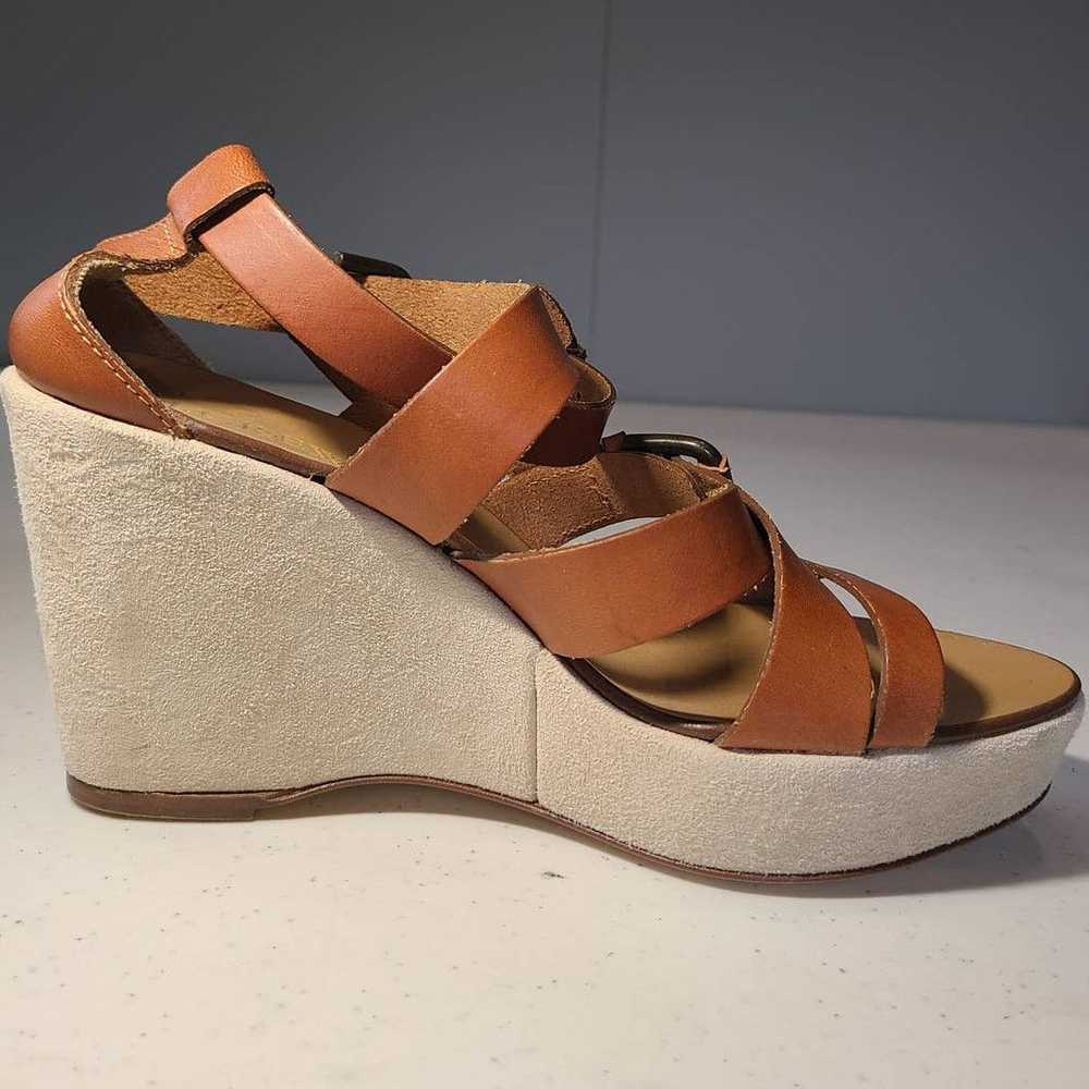 J.Crew Leather Strappy Platform Wedges Heeled San… - image 6