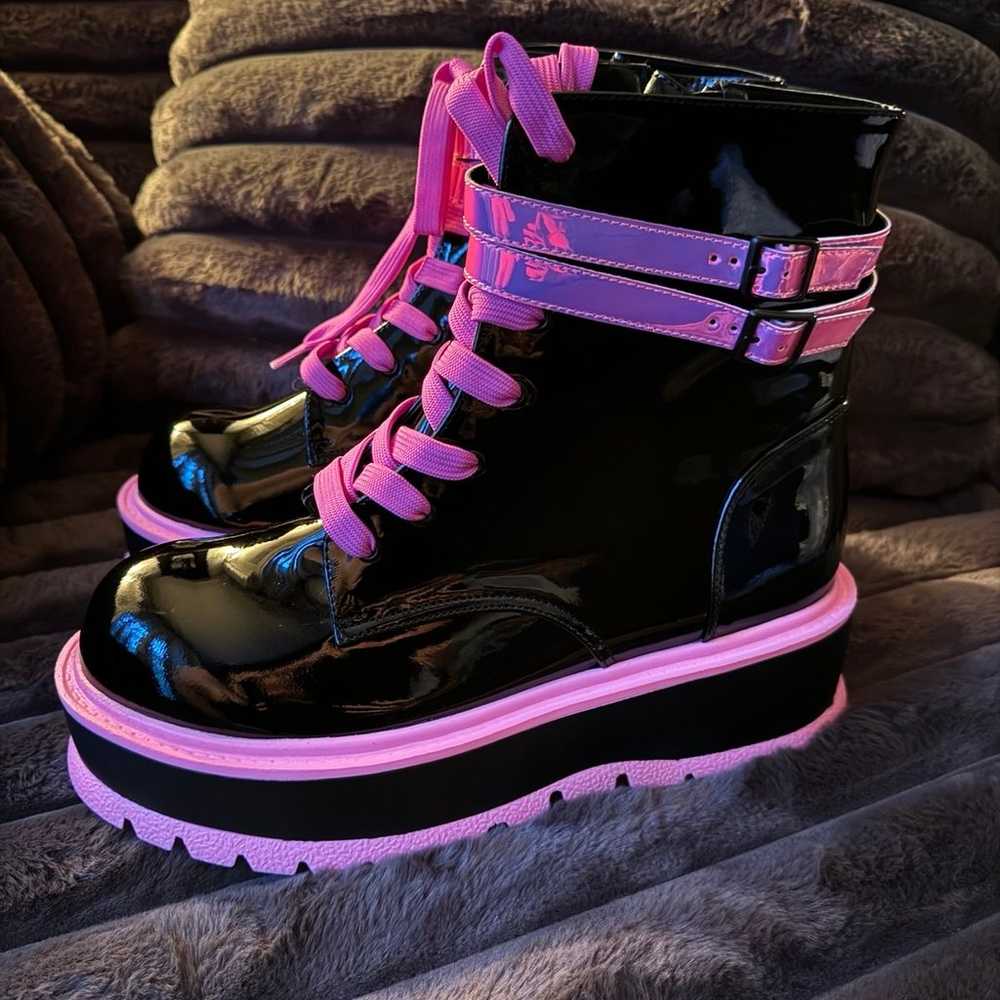 Demonia iridescent platform boots - image 2