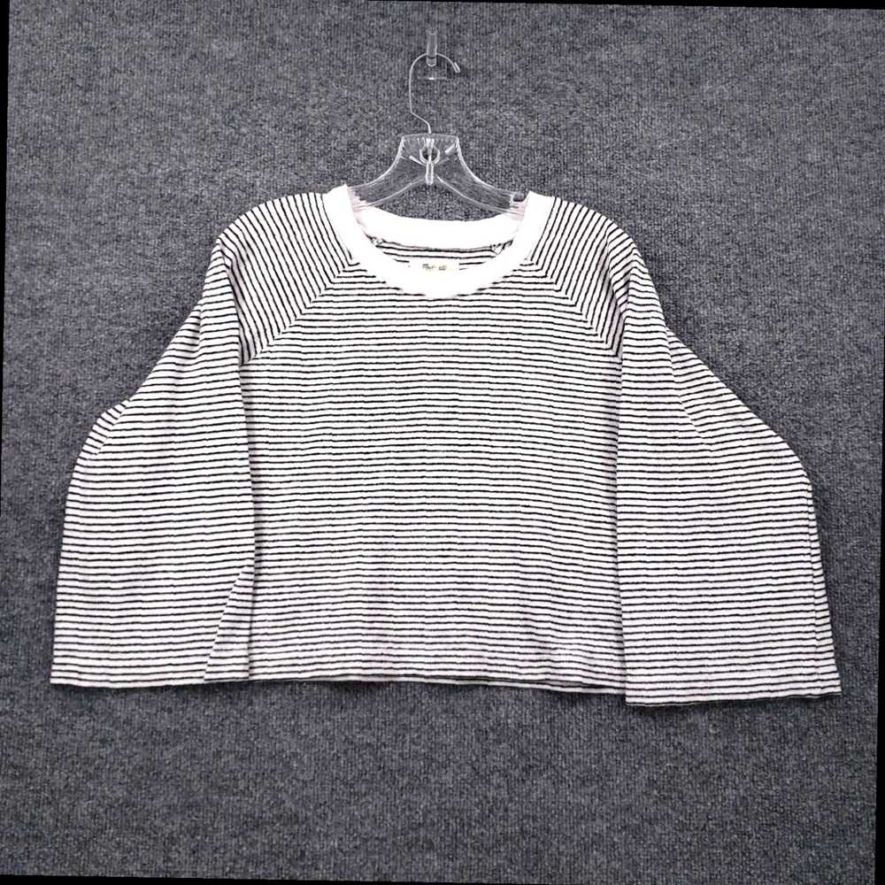 Madewell Womens Gray Striped Terry Cloth Raglan S… - image 1