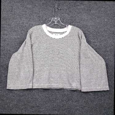 Madewell Womens Gray Striped Terry Cloth Raglan S… - image 1