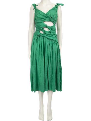 Zimmermann Green Tiggy Bow Midi Dress