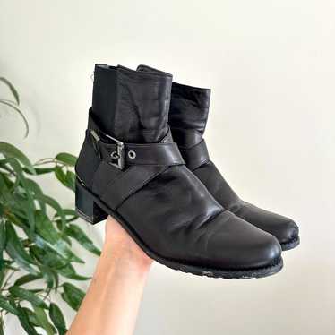 Stuart Weitzman Manlow Leather Ankle Moto Booties… - image 1