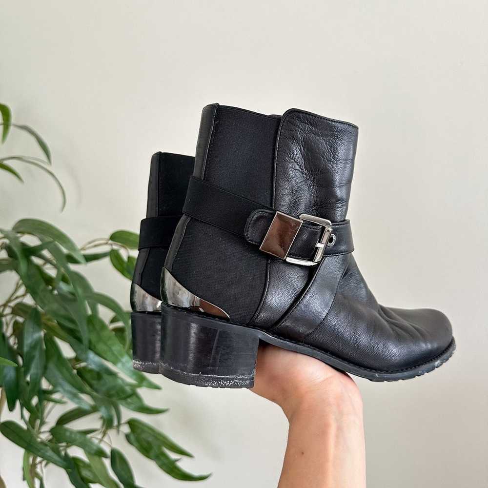 Stuart Weitzman Manlow Leather Ankle Moto Booties… - image 3