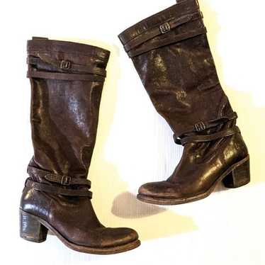 FRYE Jane strappy buckle knee high tall riding boo