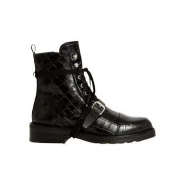 ALL SAINTS Donita Black Leather Crocodile Boots