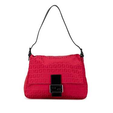 Red Fendi Zucchino Canvas Mamma Forever Shoulder B