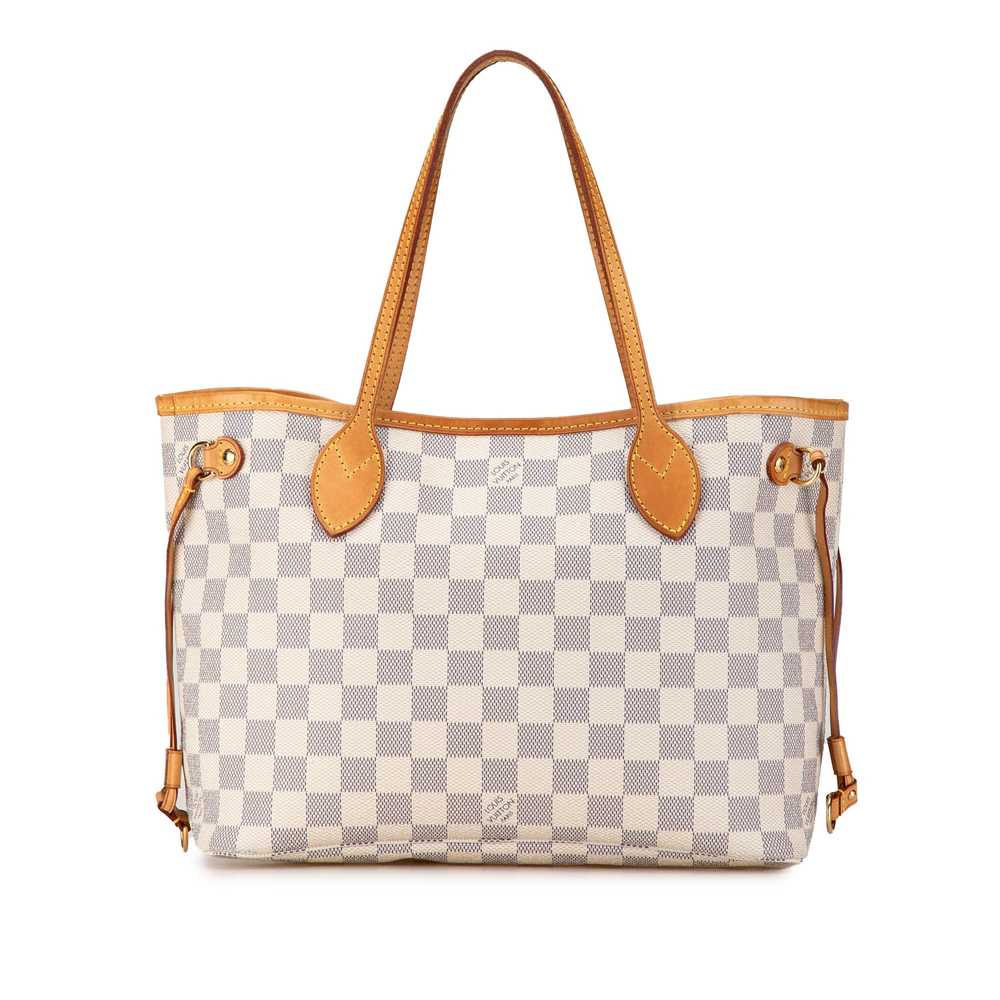 White Louis Vuitton Damier Azur Neverfull PM Tote… - image 3