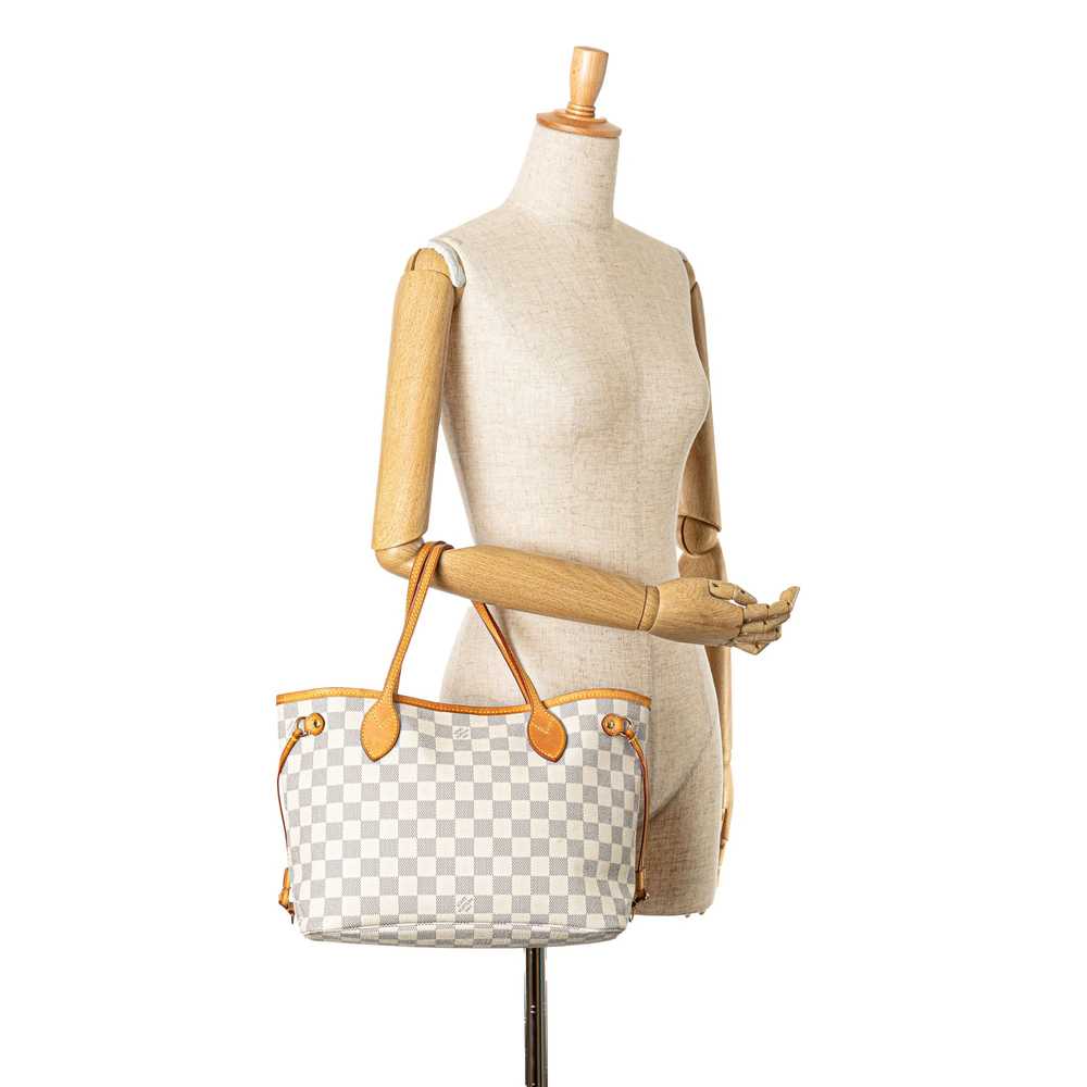 White Louis Vuitton Damier Azur Neverfull PM Tote… - image 9