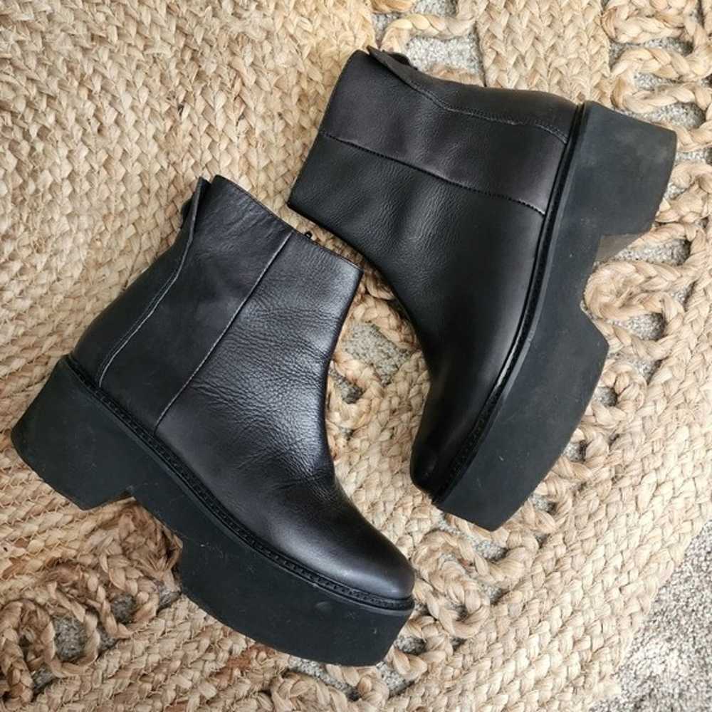 Vic Matie Black Leather Platform Ankle Boots Grun… - image 2