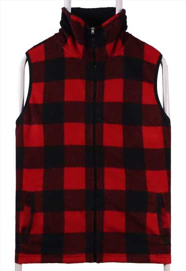 Chaps 90's Check Sleeveless Zip Up Vests XLarge Bl