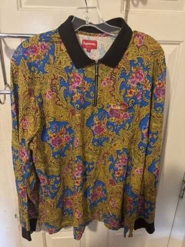 スケートボード Supreme Brushed Floral Polo Longsleeve Supreme Floral Patchwork Velour L S Polo (FW21) - $128