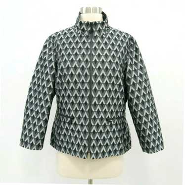 Vintage Womens Full Zip Black Gray Geometric Patt… - image 1