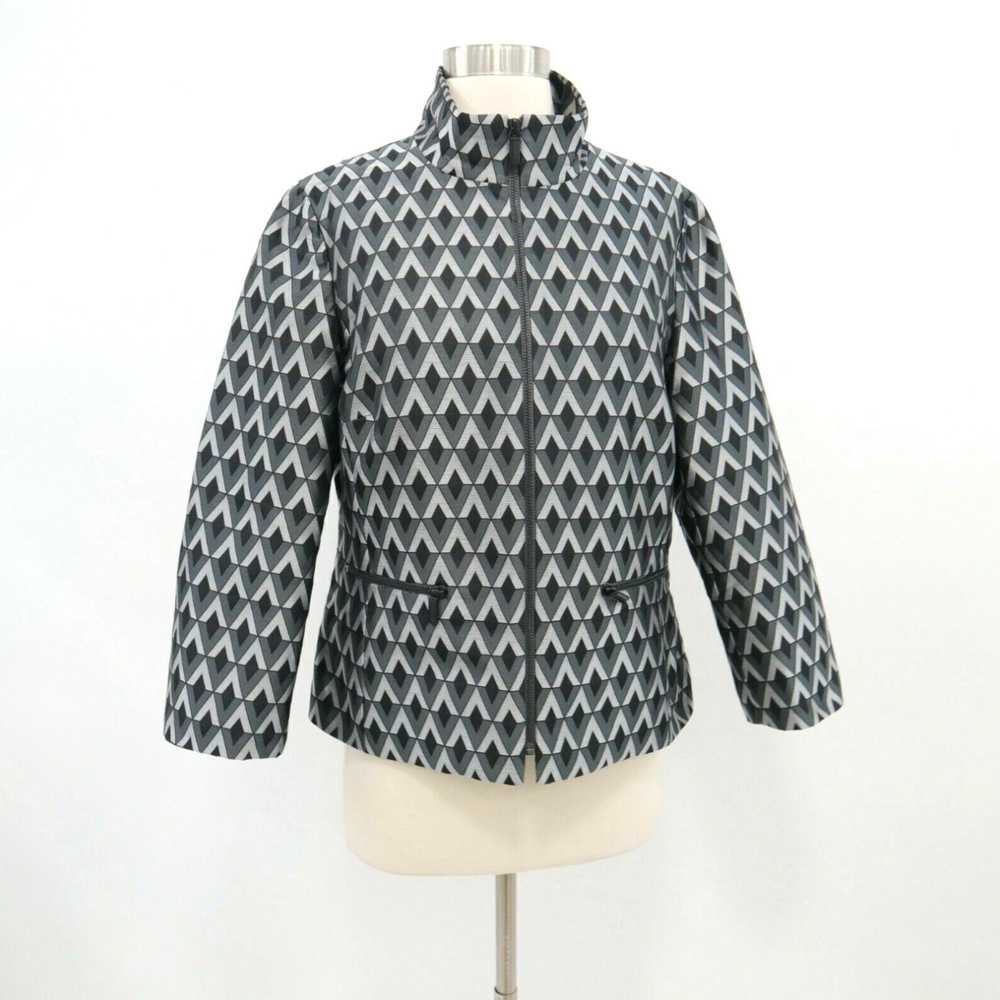 Vintage Womens Full Zip Black Gray Geometric Patt… - image 3