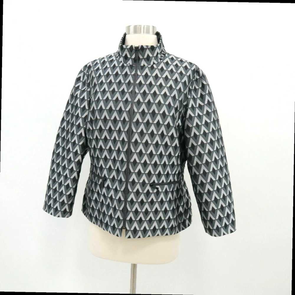 Vintage Womens Full Zip Black Gray Geometric Patt… - image 5