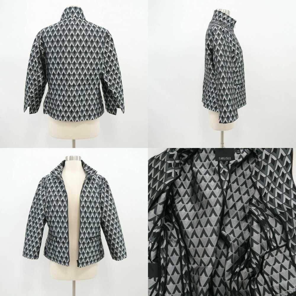 Vintage Womens Full Zip Black Gray Geometric Patt… - image 8