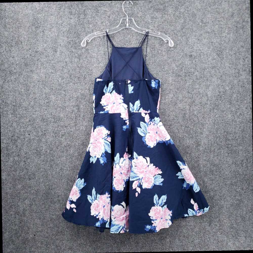 Vintage Womens Blue Floral A Line Cotton Dress wi… - image 3