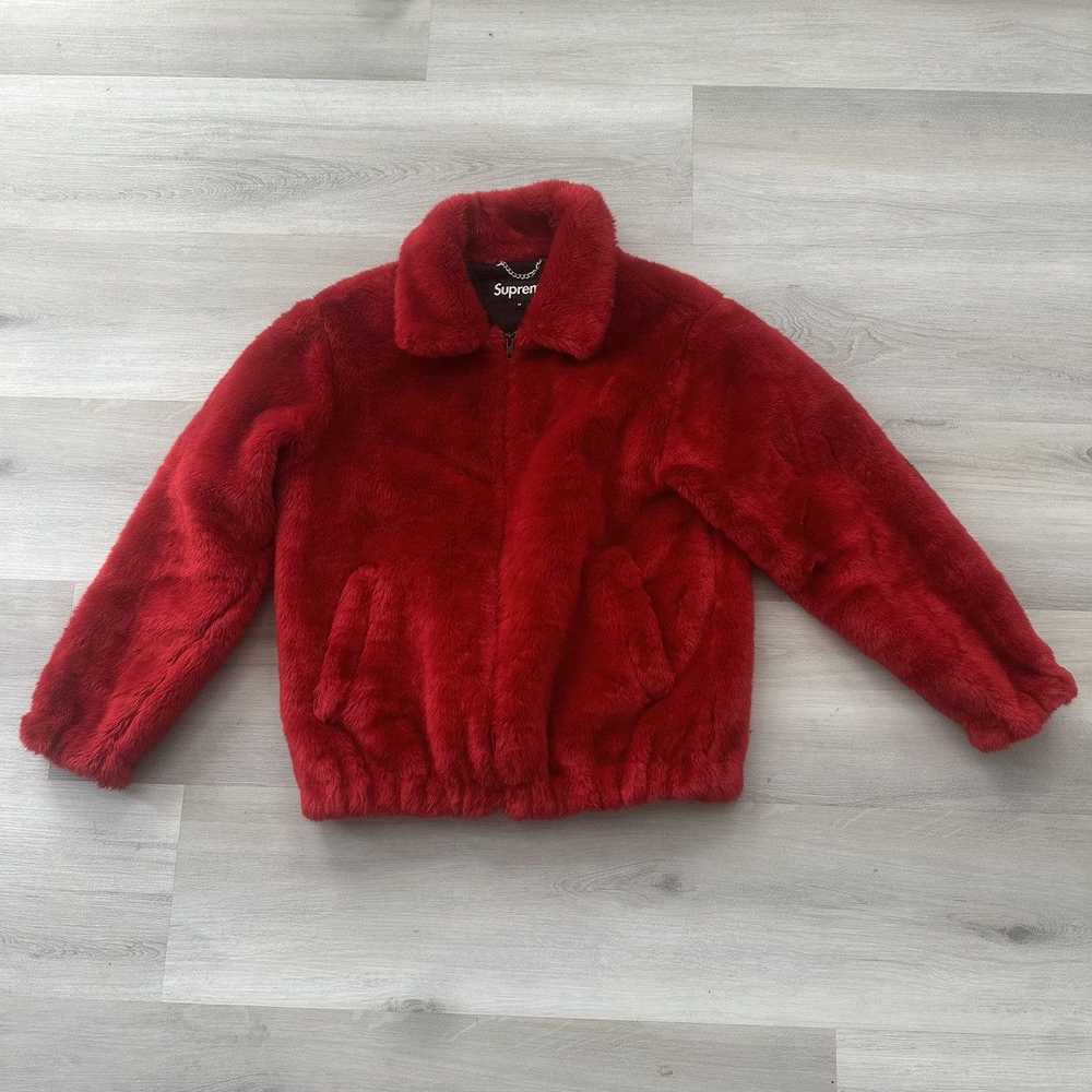 Supreme Supreme SS17 Red Faux Fur Jacket - image 1