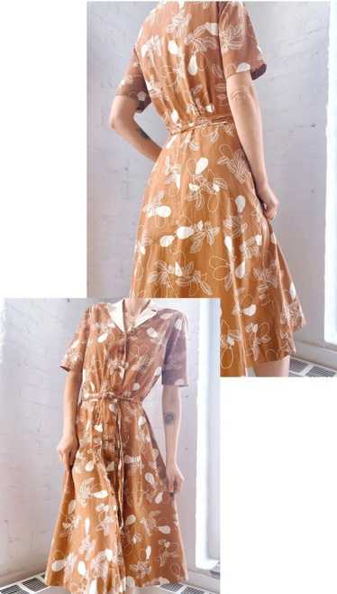 40s cotton pear print shirt dress